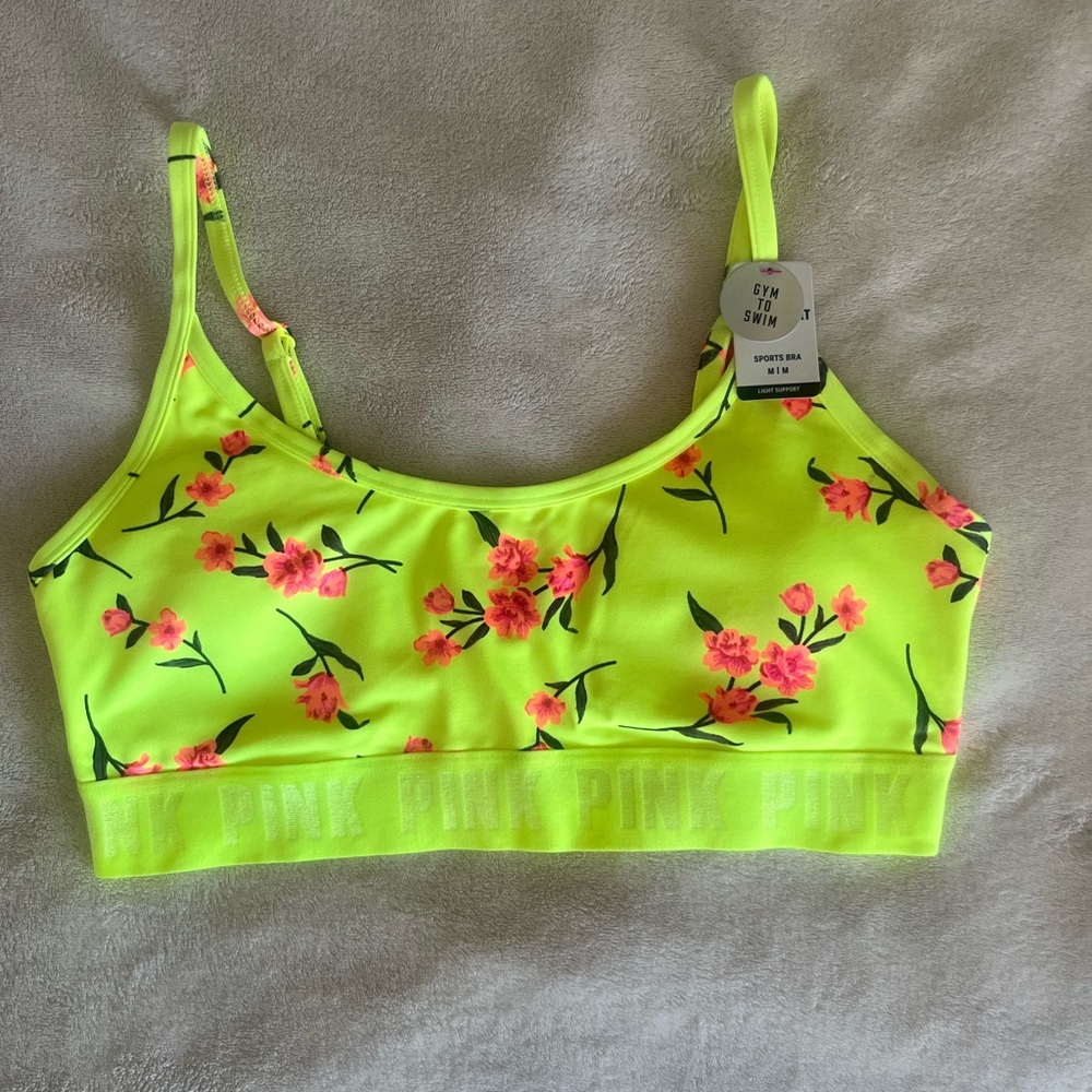 PINK Victoria's Secret Neon Yellow Sports/Swim Bra